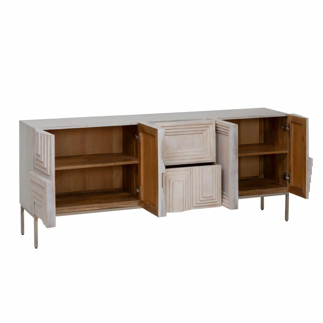 Made in Meubles Buffet<Buffet en bois de manguier blanchi Tristan