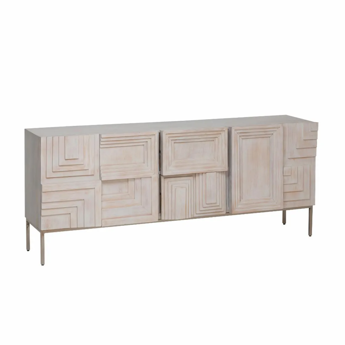 Made in Meubles Buffet<Buffet en bois de manguier blanchi Tristan