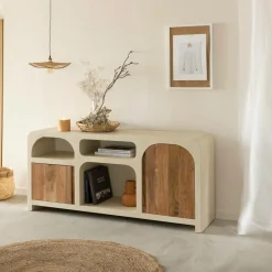 Made in Meubles Buffet<Buffet en bois effet béton et bois d'acacia Dalva