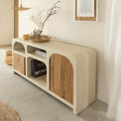 Made in Meubles Buffet<Buffet en bois effet béton et bois d'acacia Dalva