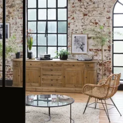 Made in Meubles Buffet<Buffet en bois recyclé 225 cm Garance