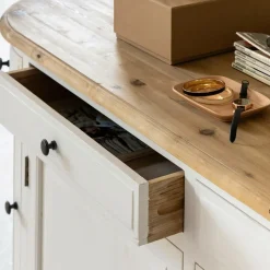 Made in Meubles Buffet<Buffet en bois recyclé blanchi 180 cm Garance