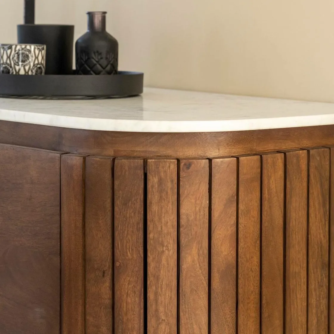 Made in Meubles Buffet<Buffet en marbre et bois de manguier Sienne