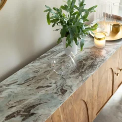 Made in Meubles Buffet<Buffet en marbre et bois d'acacia Calix