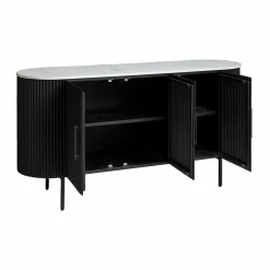 Made in Meubles Buffet<Buffet en métal et marbre blanc Mona