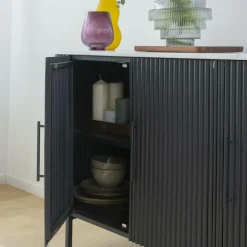 Made in Meubles Buffet<Buffet en métal et marbre blanc Mona