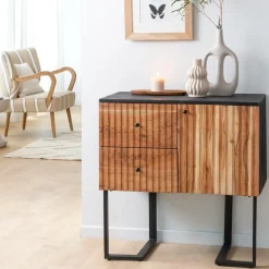 Made in Meubles Buffet<Buffet haut en bois d'acacia et métal Pippa