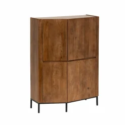 Made in Meubles Buffet<Buffet haut en bois de manguier et travertin Azure