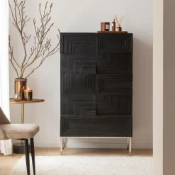 Made in Meubles Buffet<Buffet haut en bois de manguier noir Tristan