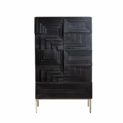 Made in Meubles Buffet<Buffet haut en bois de manguier noir Tristan