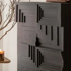 Made in Meubles Buffet<Buffet haut en bois de manguier noir Tristan