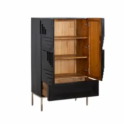 Made in Meubles Buffet<Buffet haut en bois de manguier noir Tristan