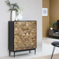 Made in Meubles Buffet<Buffet haut en métal et bois de manguier Célia