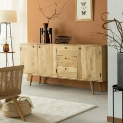 Made in Meubles Buffet|Meuble Sous Vasque<Buffet long en bois de manguier Rowene