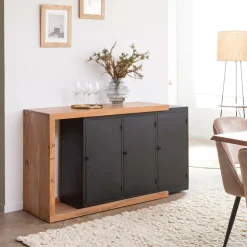 Made in Meubles Buffet<Buffet rétractable en bois d'acacia Emilio