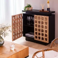 Made in Meubles Buffet<Buffet sculpté en bois de manguier Camélia