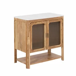 Made in Meubles Buffet|Meuble Sous Vasque<Buffet vitré en bois d'acacia et marbre Emyr