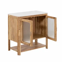 Made in Meubles Buffet|Meuble Sous Vasque<Buffet vitré en bois d'acacia et marbre Emyr