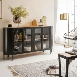 Made in Meubles Buffet|Vaisselier<Buffet vitrine en métal Achille