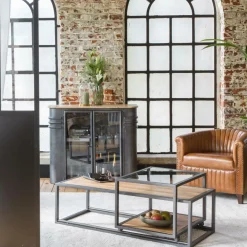 Made in Meubles Buffet|Vaisselier<Buffet vitrine en métal Locker