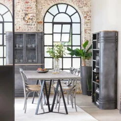 Made in Meubles Buffet|Vaisselier<Buffet vitrine en métal Locker