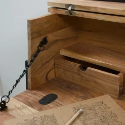 Made in Meubles Bureau<Bureau secrétaire en bois d'acacia et métal Milo