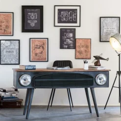 Made in Meubles Bureau<Bureau voiture en métal gris foncé Tata