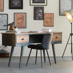 Made in Meubles Bureau<Bureau voiture en métal gris foncé Tata