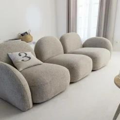 Made in Meubles Canapé<Canapé 3 modules en tissu bouclette gris Calya