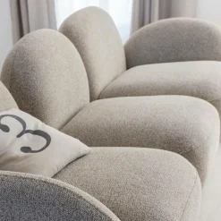 Made in Meubles Canapé<Canapé 3 modules en tissu bouclette gris Calya