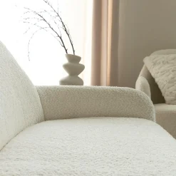 Made in Meubles Canapé<Canapé blanc confort en tissu bouclette 2 places Amandine