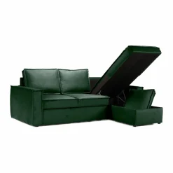 Made in Meubles Canapé<Canapé d'angle droit convertible 4 places en tissu vert Paris