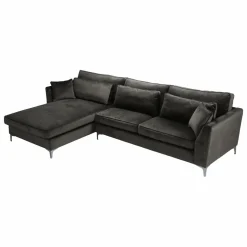 Made in Meubles Canapé<Canapé d'angle gauche 5 places en velours gris Agadir