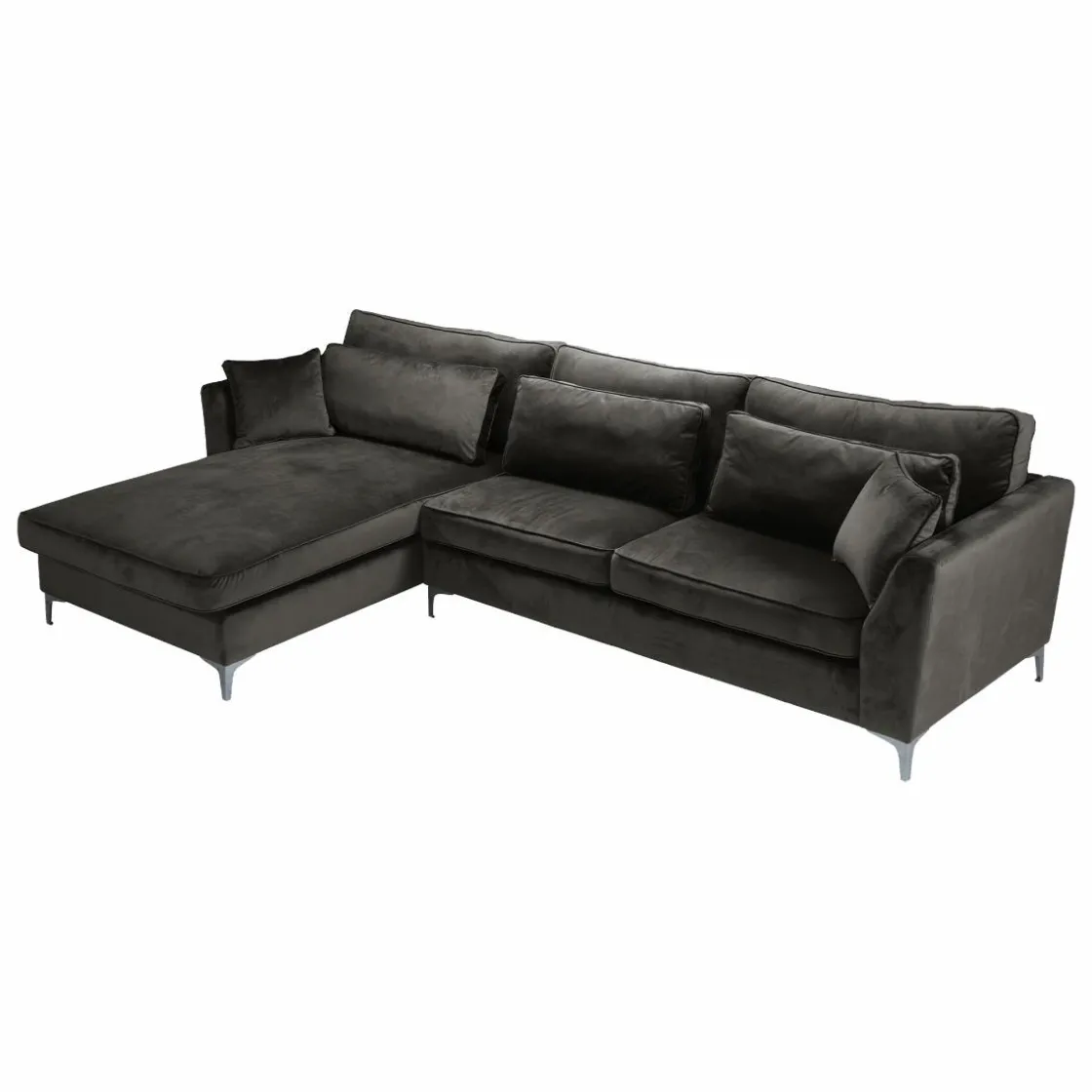 Made in Meubles Canapé<Canapé d'angle gauche 5 places en velours gris Agadir