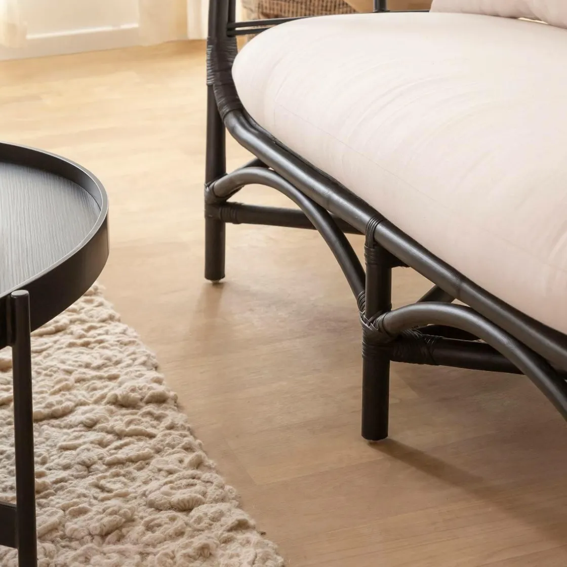 Made in Meubles Canapé<Canapé en rotin noir 2 places Anissa