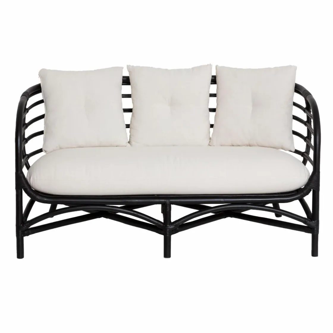 Made in Meubles Canapé<Canapé en rotin noir 2 places Anissa