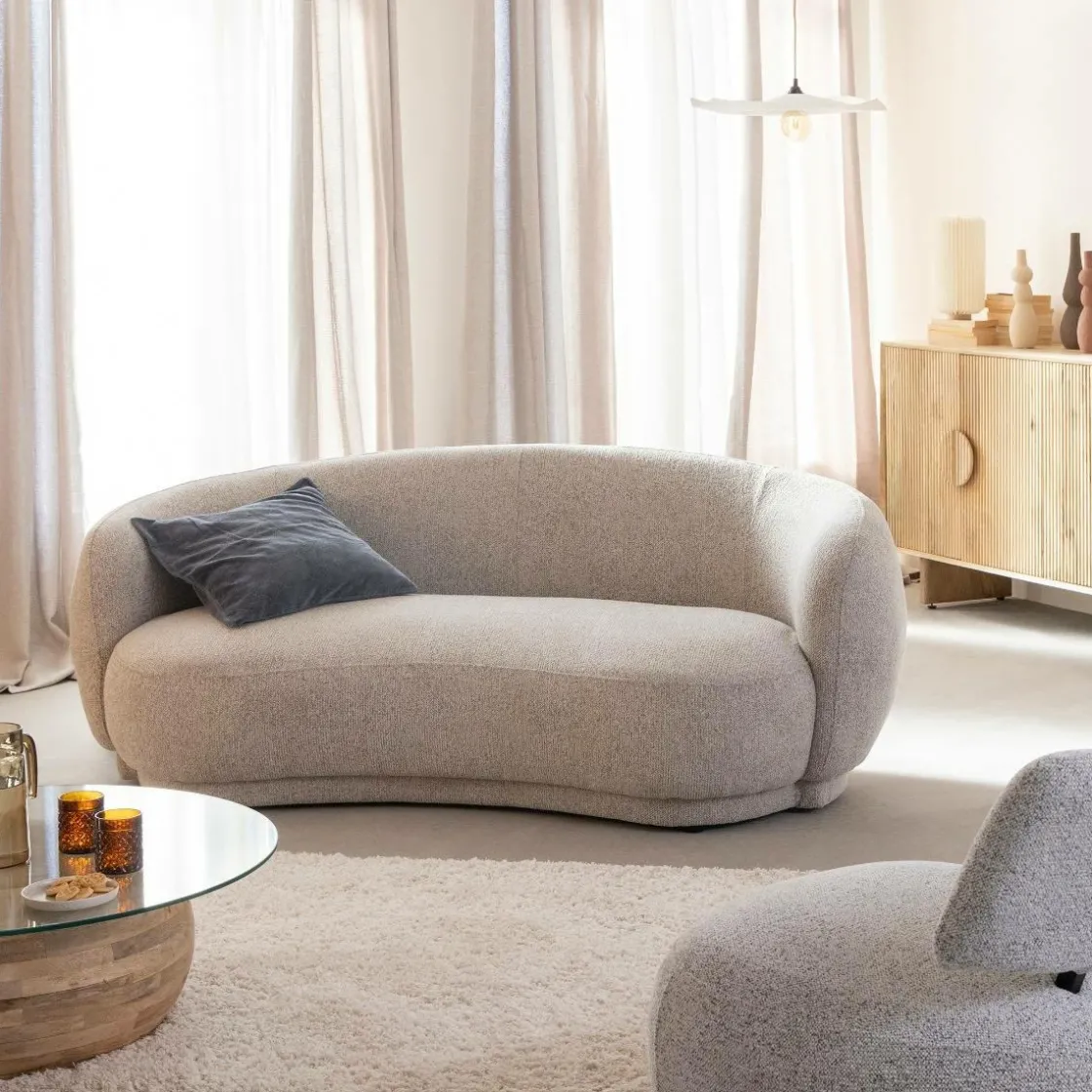 Made in Meubles Canapé<Canapé en tissu bouclette gris 3 places Maddy