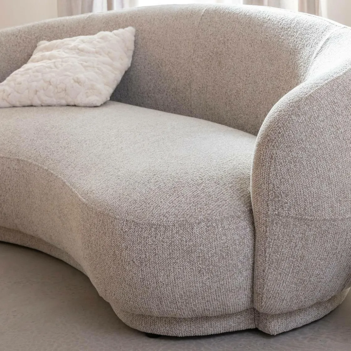 Made in Meubles Canapé<Canapé en tissu bouclette gris 3 places Maddy