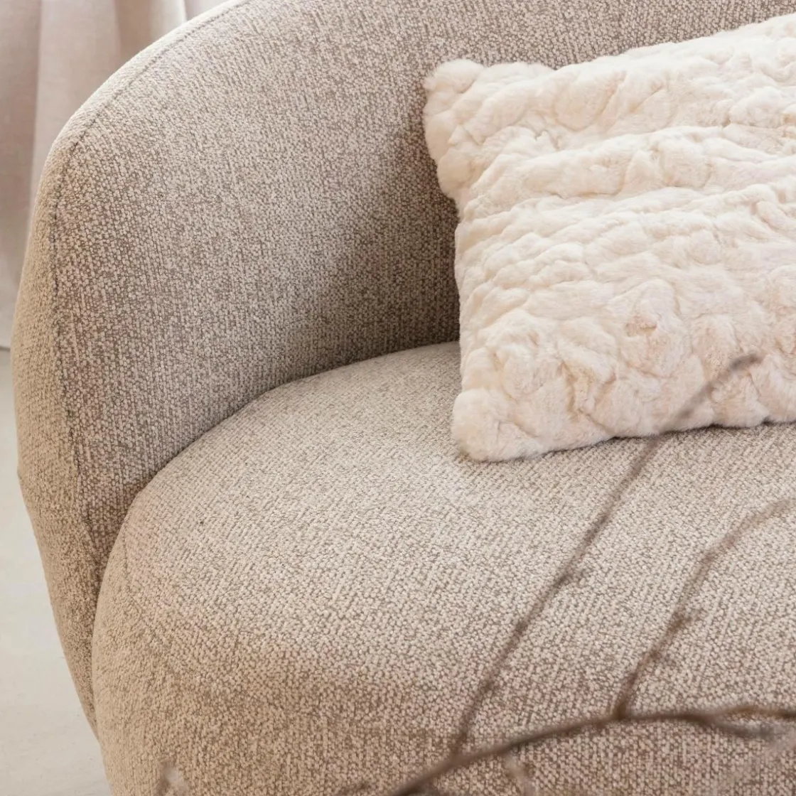 Made in Meubles Canapé<Canapé en tissu bouclette gris 3 places Maddy