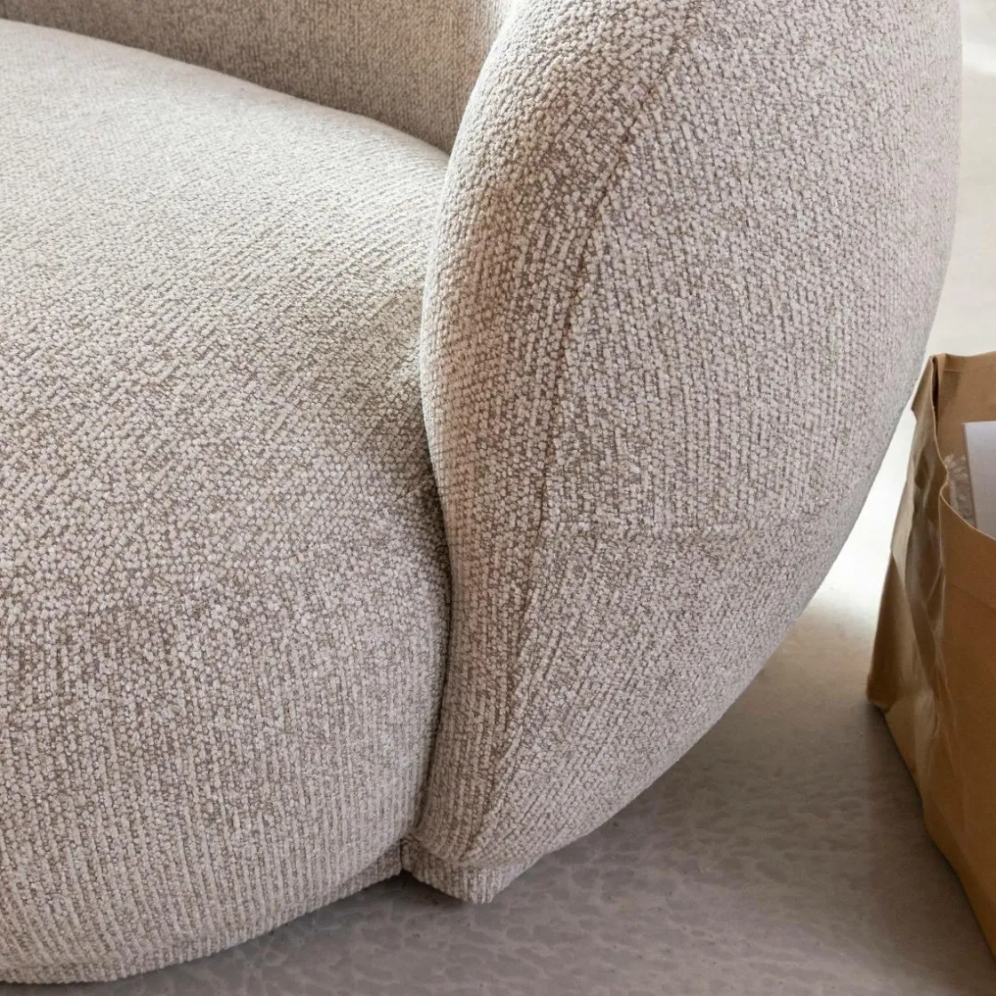 Made in Meubles Canapé<Canapé en tissu bouclette gris 3 places Maddy