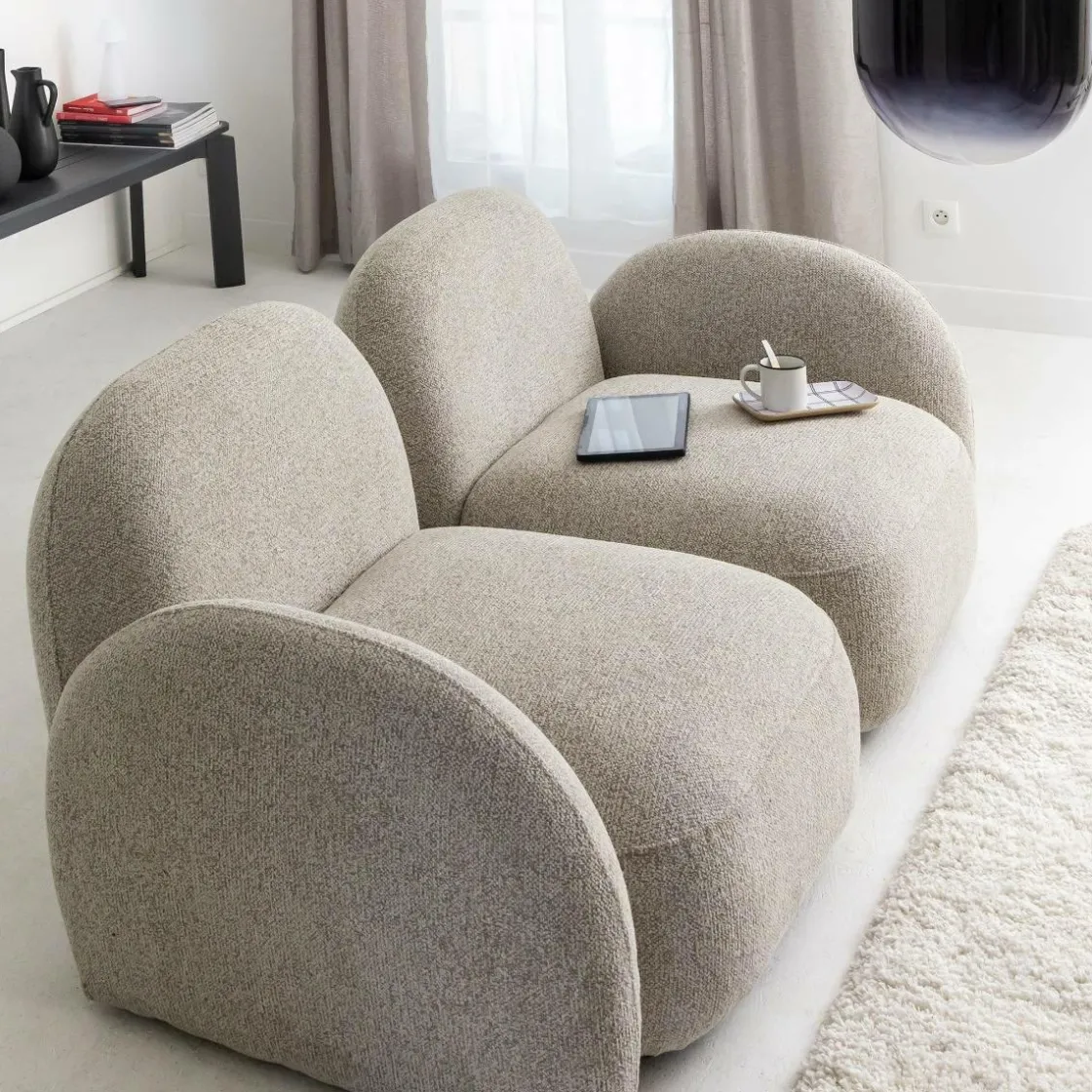 Made in Meubles Canapé<Canapé modulable 2 places en tissu bouclette gris Calya