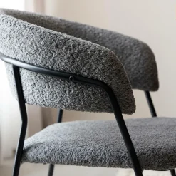 Made in Meubles Chaise<Chaise arrondie en tissu bouclette grise Kanoa (lot de 2)