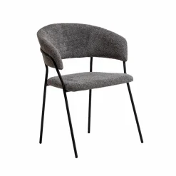 Made in Meubles Chaise<Chaise arrondie en tissu bouclette grise Kanoa (lot de 2)