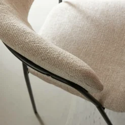 Made in Meubles Chaise<Chaise arrondie tissu écru Kanoa (lot de 2)