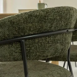 Made in Meubles Chaise<Chaise arrondie tissu vert Kanoa (lot de 2)