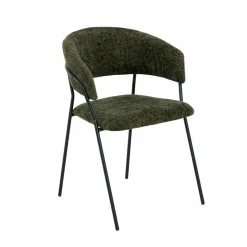 Made in Meubles Chaise<Chaise arrondie tissu vert Kanoa (lot de 2)