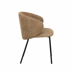 Made in Meubles Chaise<Chaise avec accoudoirs ronds en tissu sable et pieds en métal Cléa (lot de 2)