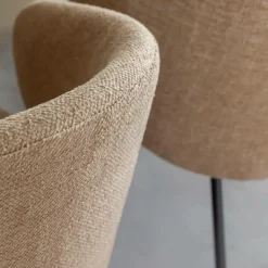 Made in Meubles Chaise<Chaise avec accoudoirs ronds en tissu sable et pieds en métal Cléa (lot de 2)
