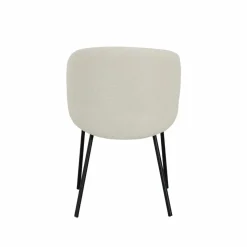 Made in Meubles Chaise<Chaise avec accoudoirs ronds en tissu bouclette écru clair et pieds en métal Cléa (lot de 2)