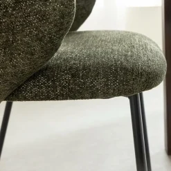 Made in Meubles Chaise<Chaise avec accoudoirs ronds en tissu vert et pieds en métal Cléa (lot de 2)
